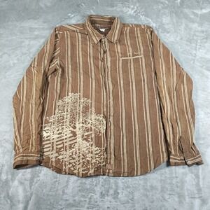 Vintage Not Of This World Shirt Men Large Striped NOTW Button Up Embroidered Y2K